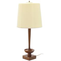 Turned Teak Table Lamp