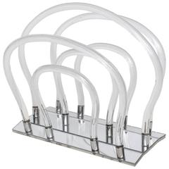 Dorothy Thorpe Lucite and Chrome Magazine Rack