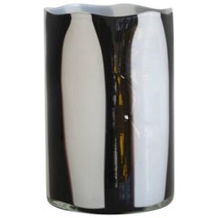 Post-Modern Italian Black and White Blown Glass Vase