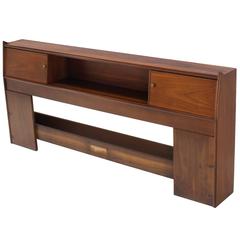 Mid-Century Modern Walnut King Headboard with Storage Compartment