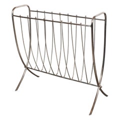 Mid-Century Modernist Nickel Ribbed Magazine Stand, American, circa 1960