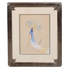 Original Art Deco Gouache on Paper by Erte in White Gold Custom Frame 9