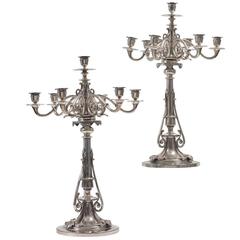 Pair of Christofle Silver Plate Candelabra