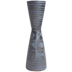 Midcentury Blue and Graphite Ceramic Vase