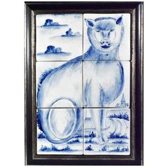 Charming Dutch Tin-Glazed Earthenware Tile Picture of a Cat 11