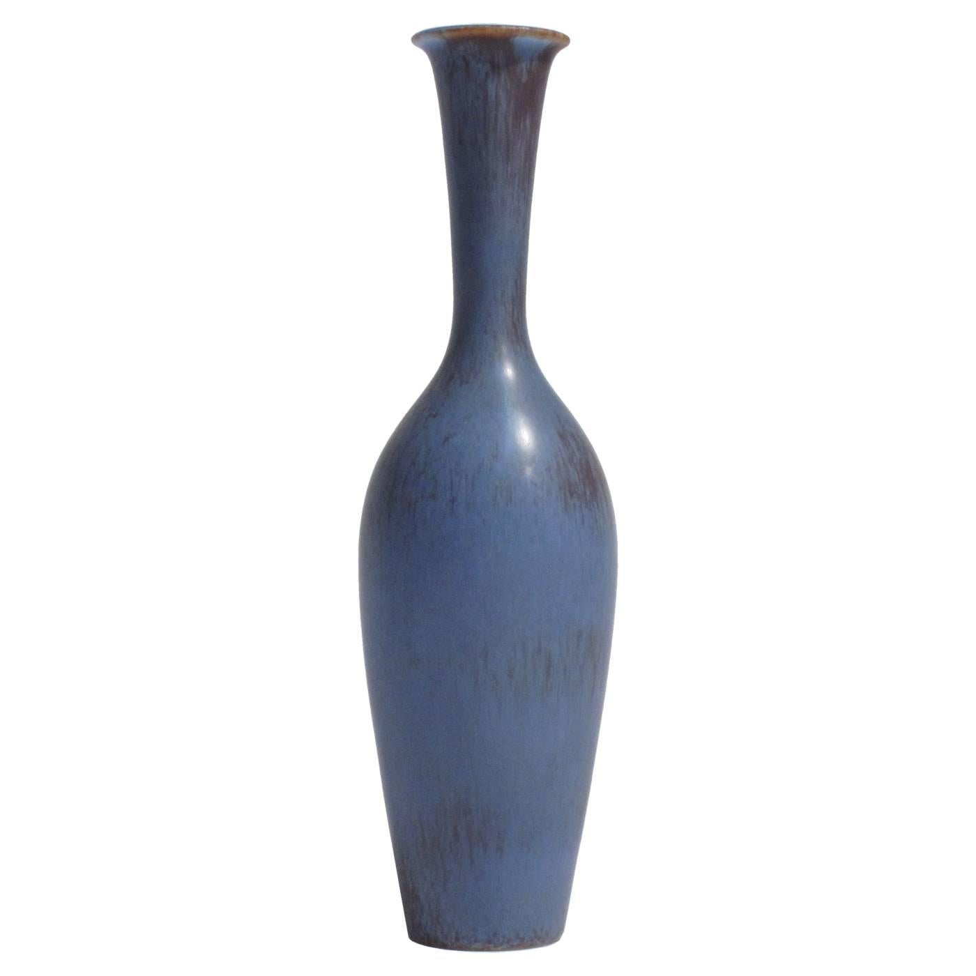 Midcentury Blue Gunnar Nylund Ceramic Vase for Rorstrand For Sale