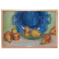 Still Life of Pears and Blue Bowl