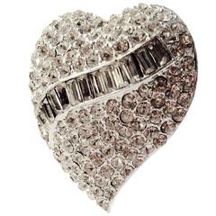 Vintage Weiss "ICE" Heart Brooch Pin, Signed