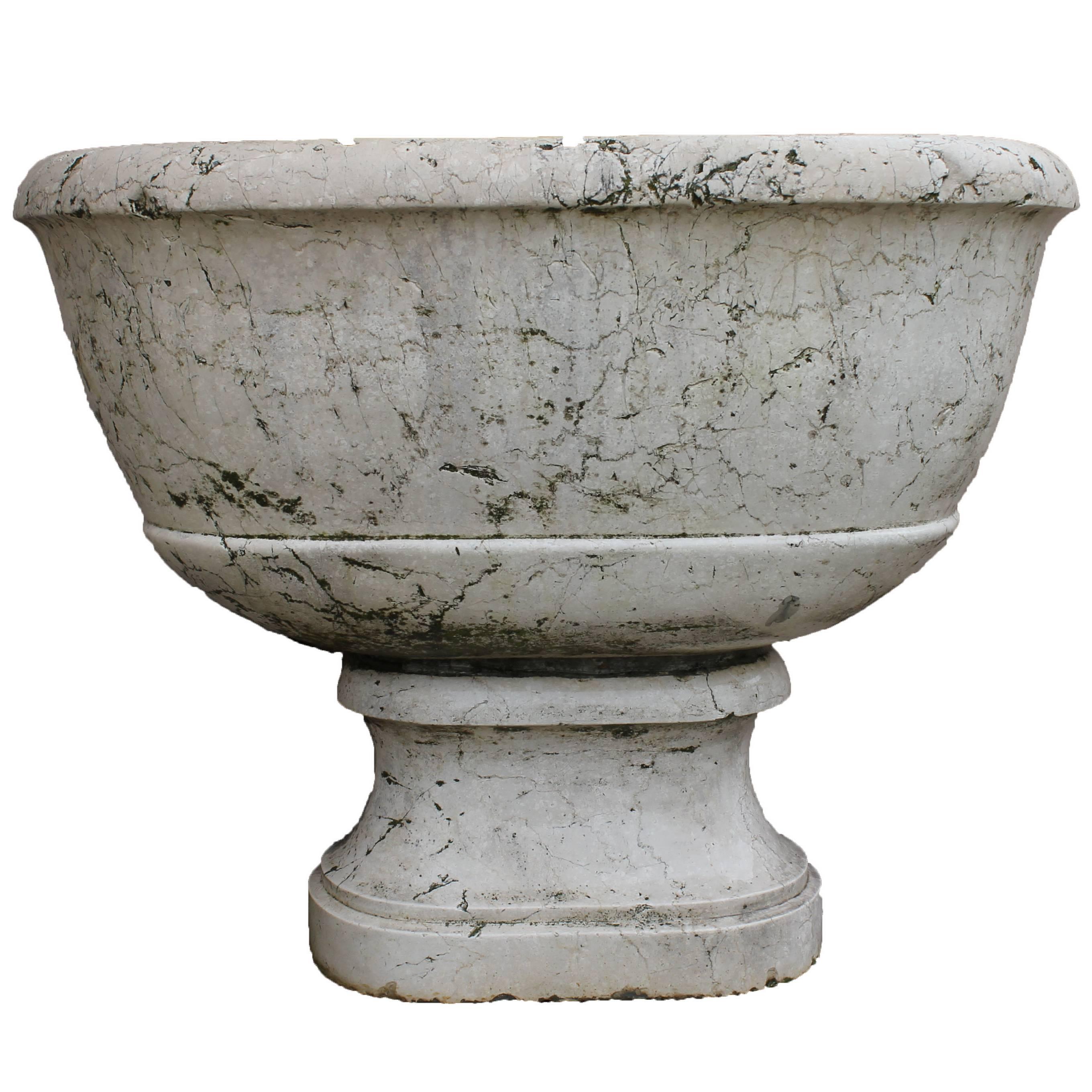 Italian Neoclassical Garden  Fountain in White Marble