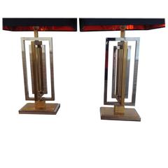 Vintage Pair of Willy Rizzo Revolving Lamps