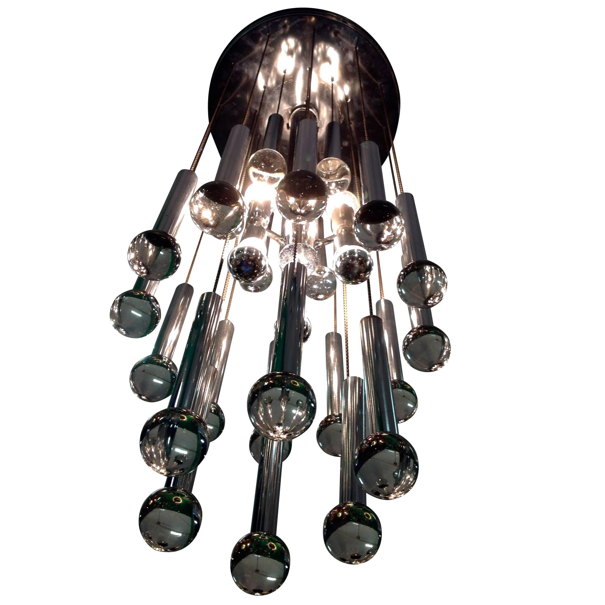 Sciolari-Kronleuchter aus Chrom und Glas im Angebot