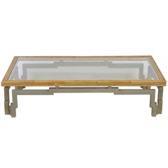 Modern Asian Style Bamboo and Metal Coffee Table