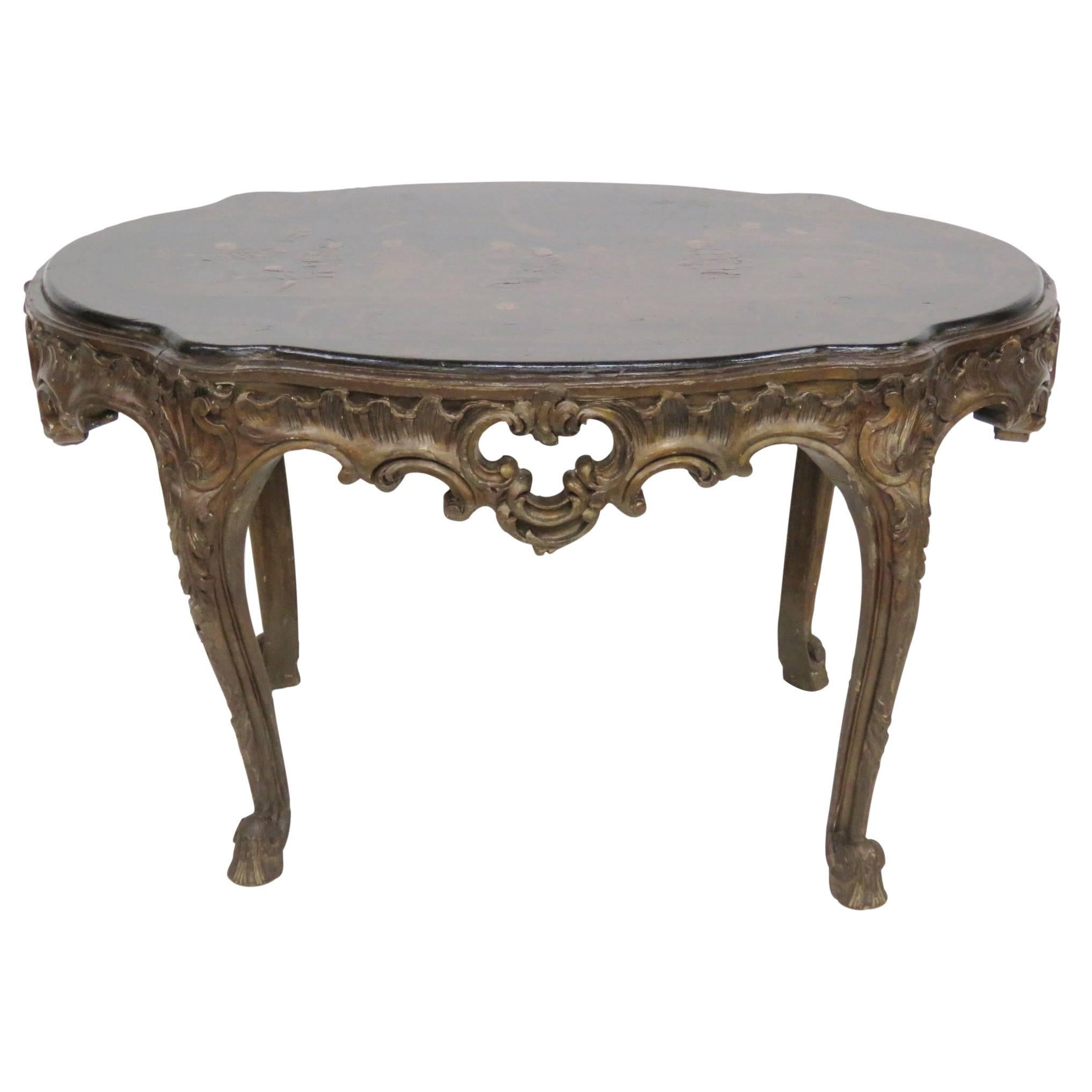 Carved Chinoiserie Decorated Coffee Table