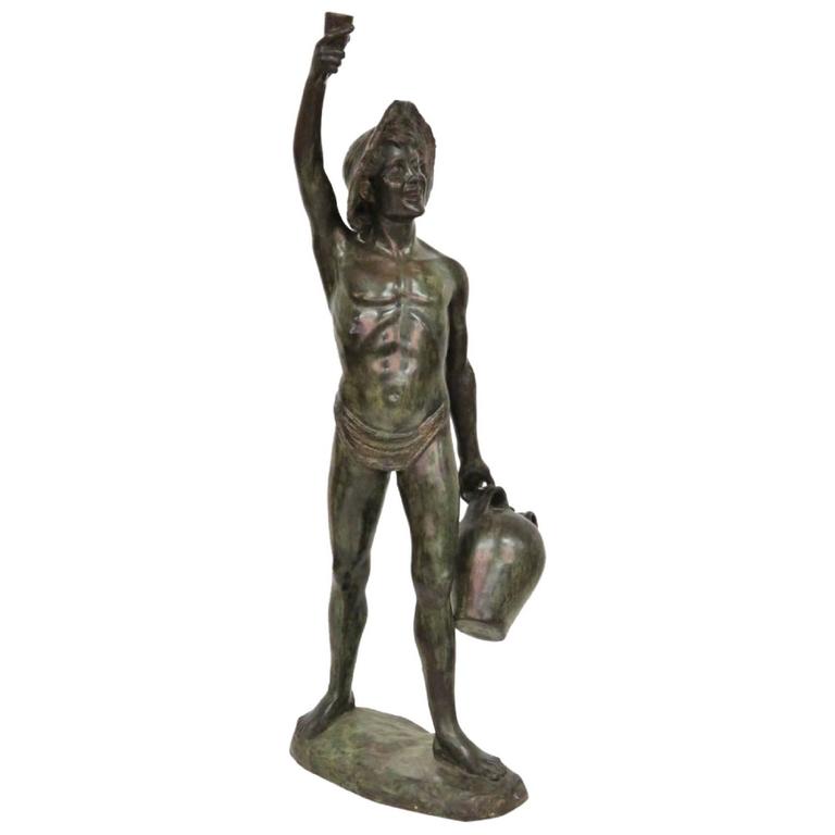 Bronze Sculpture Boy with Water Jug For Sale at 1stdibs