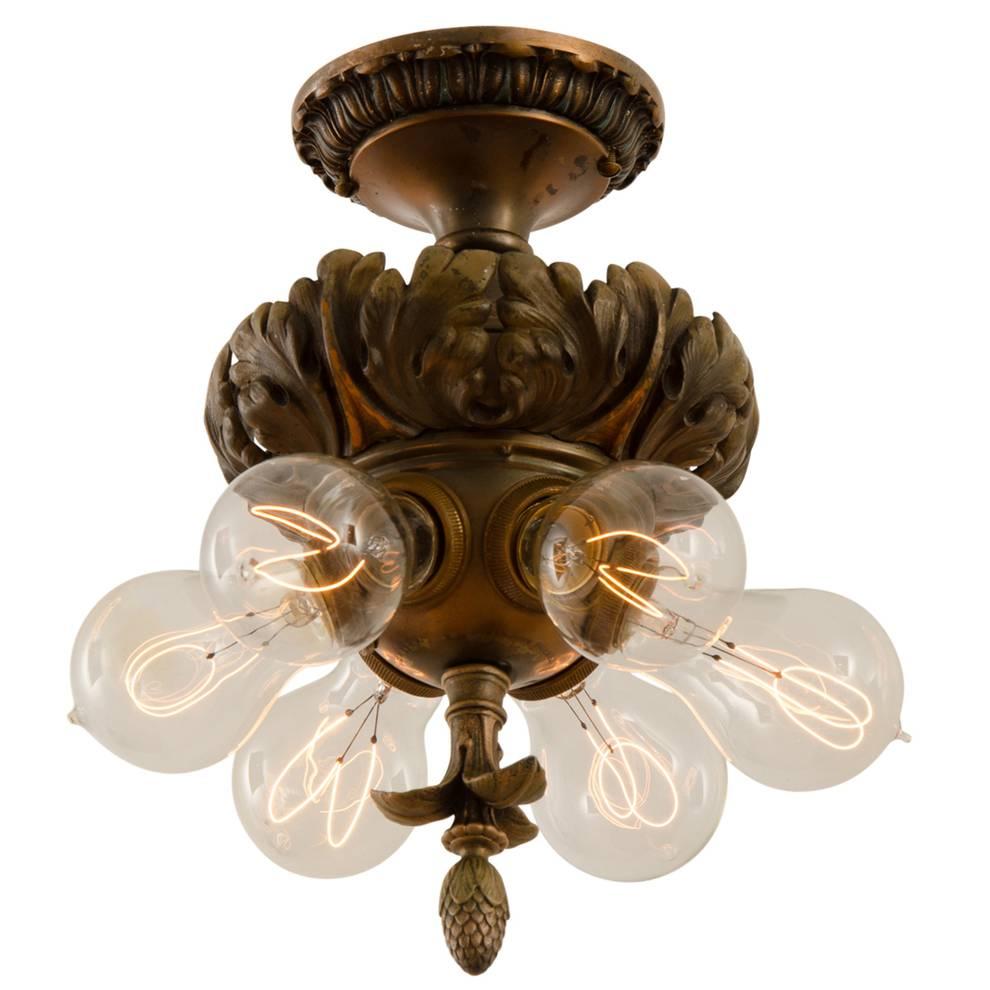 Caldwell-Style Classical Revival Flush Fixture with Acanthus Motif, circa 1903