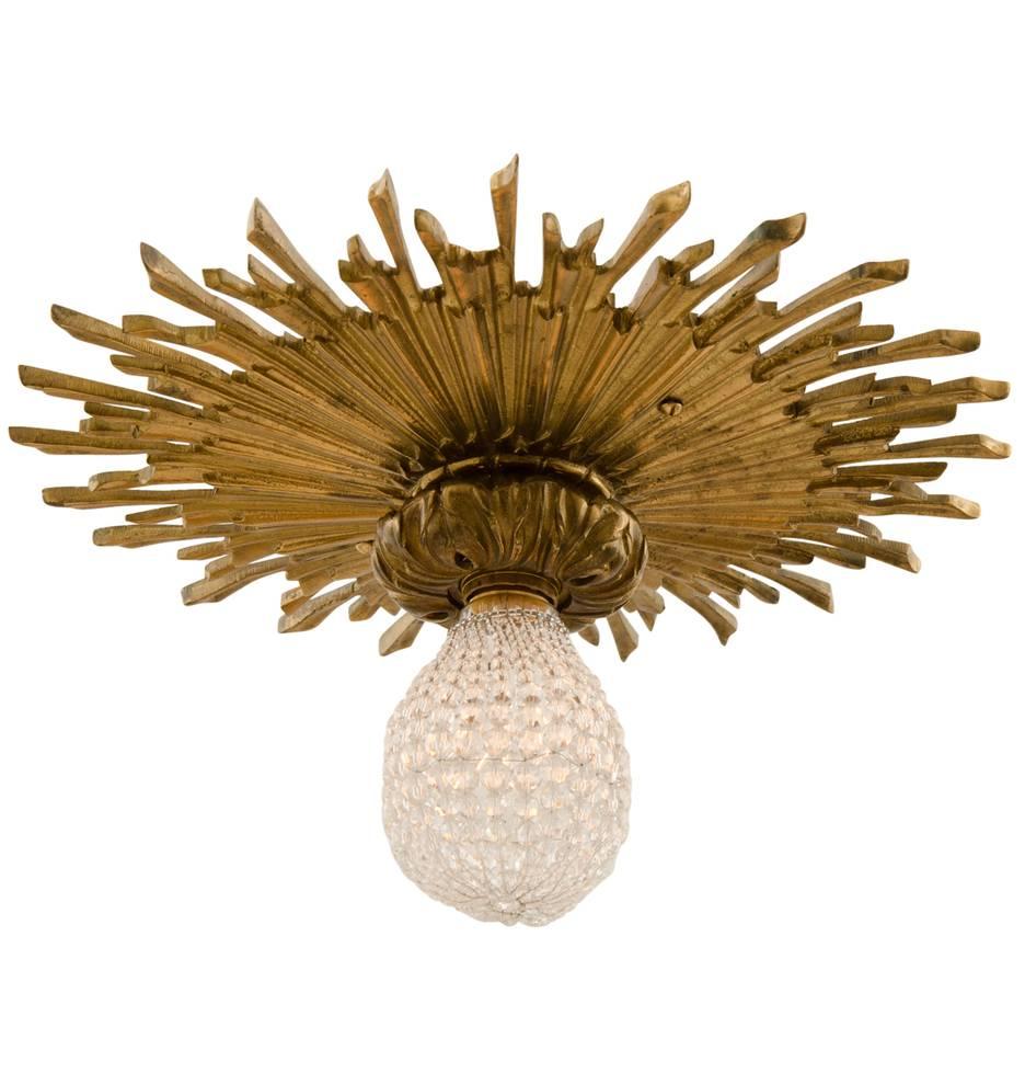 Caldwell Bronze Sunburst Light with Beaded Bulb Cover, circa 1904