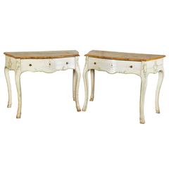 Pair of 19th Century Louis XV Style Painted Console Tables