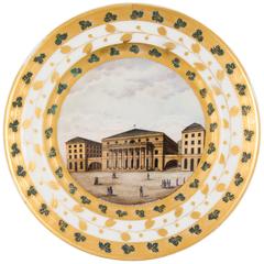 Antique French Paris Porcelain Cabinet Plate, View of the Paris Opera