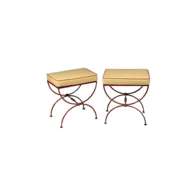Pair of French 1930s Modern Neoclassical Stools by Jean-Charles Moreux For Sale