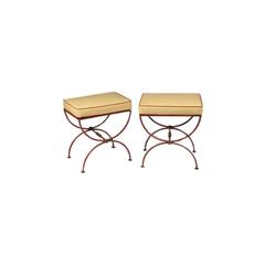 Pair of French 1930s Modern Neoclassical Stools by Jean-Charles Moreux