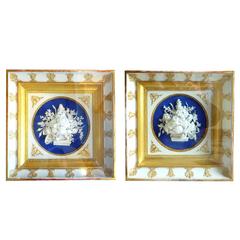 Antique Pair of French Paris Porcelain Biscuit Flower Baskets, Nast Manufacture