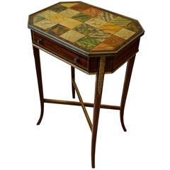 Rare Regency Gilt Mounted Occasional Table with Painted Top, circa 1790-1810