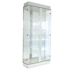Lucite and Chrome Lighted Curio Display Cabinet