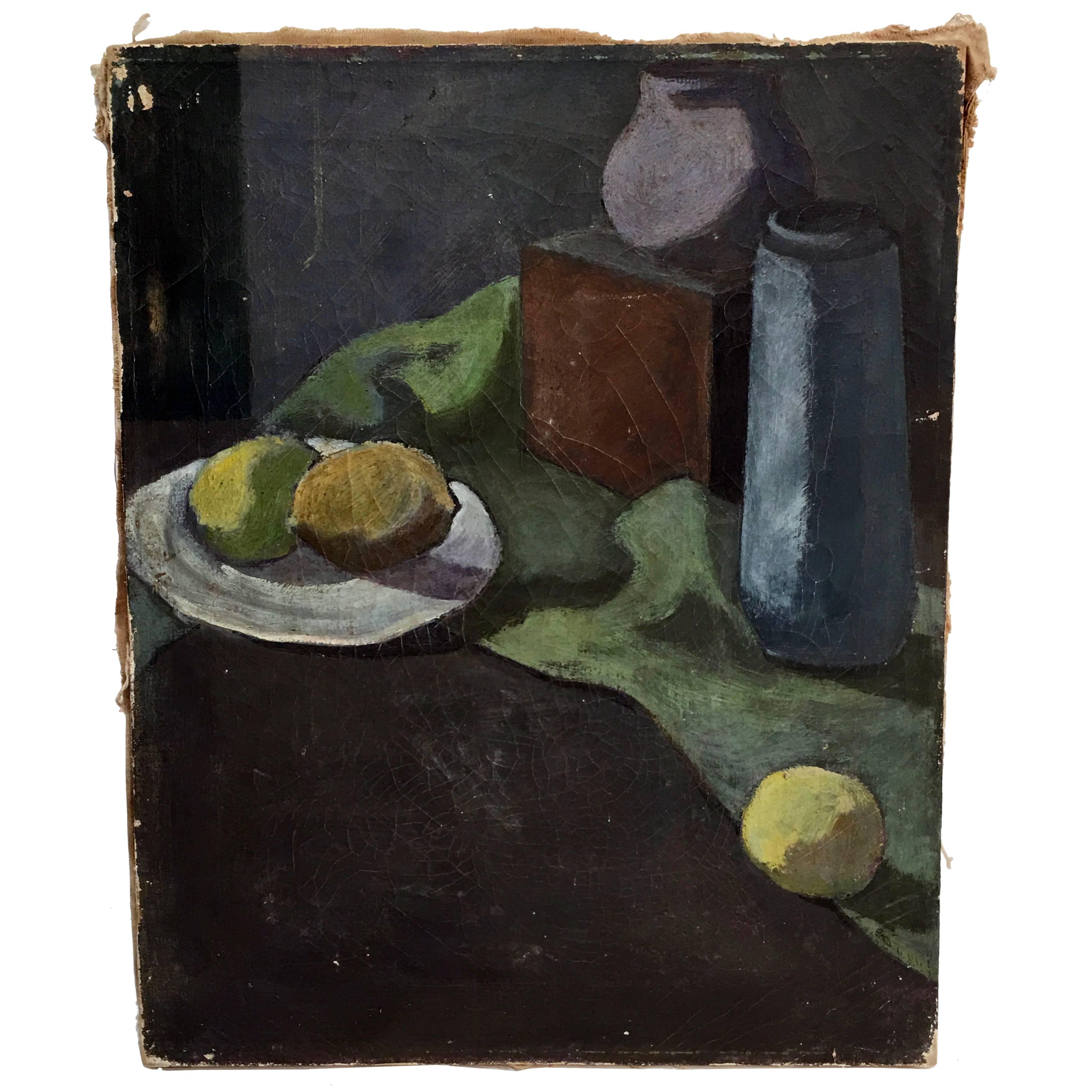 Still life painting by artist David Ladin (please see listed companion painting). Oil on canvas, newly framed, American, mid-20th century.