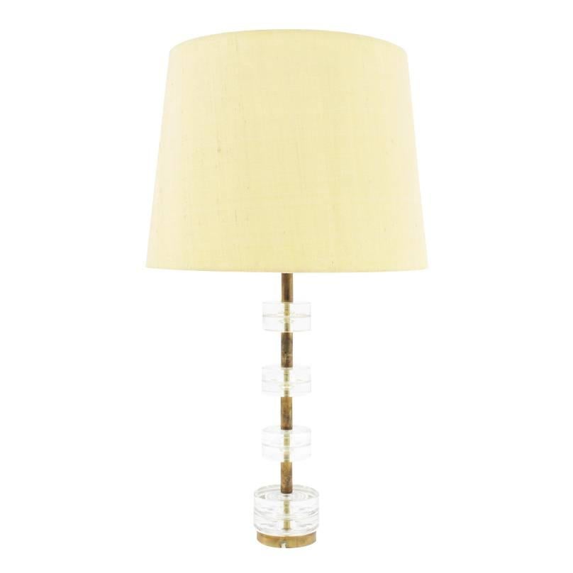 Brass and Glass Table Lamp by Luxus Sweden, circa 1960s