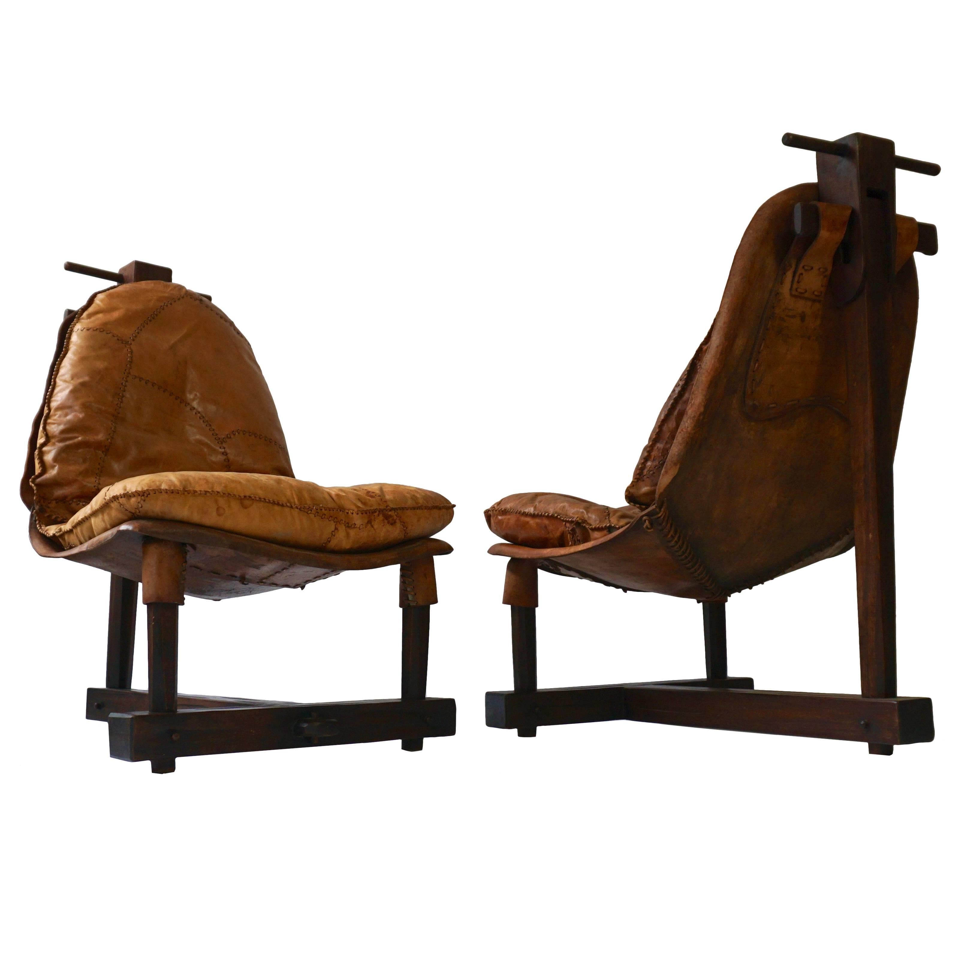 Pair of Brazilian Brutalist-Style Lounge Chairs