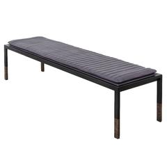 DK Bench by Uhuru Design, leather, blackened steel, oxidized maple 10