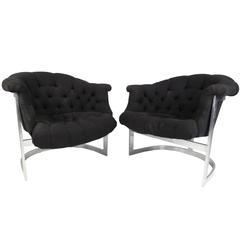 Mid-Century Modern Tub Style Lounge Chairs in the Manner of Milo Baughman, Pair 5