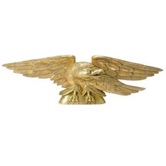 Vintage American Hand-Carved Gilded Eagle, Mid-20th Century