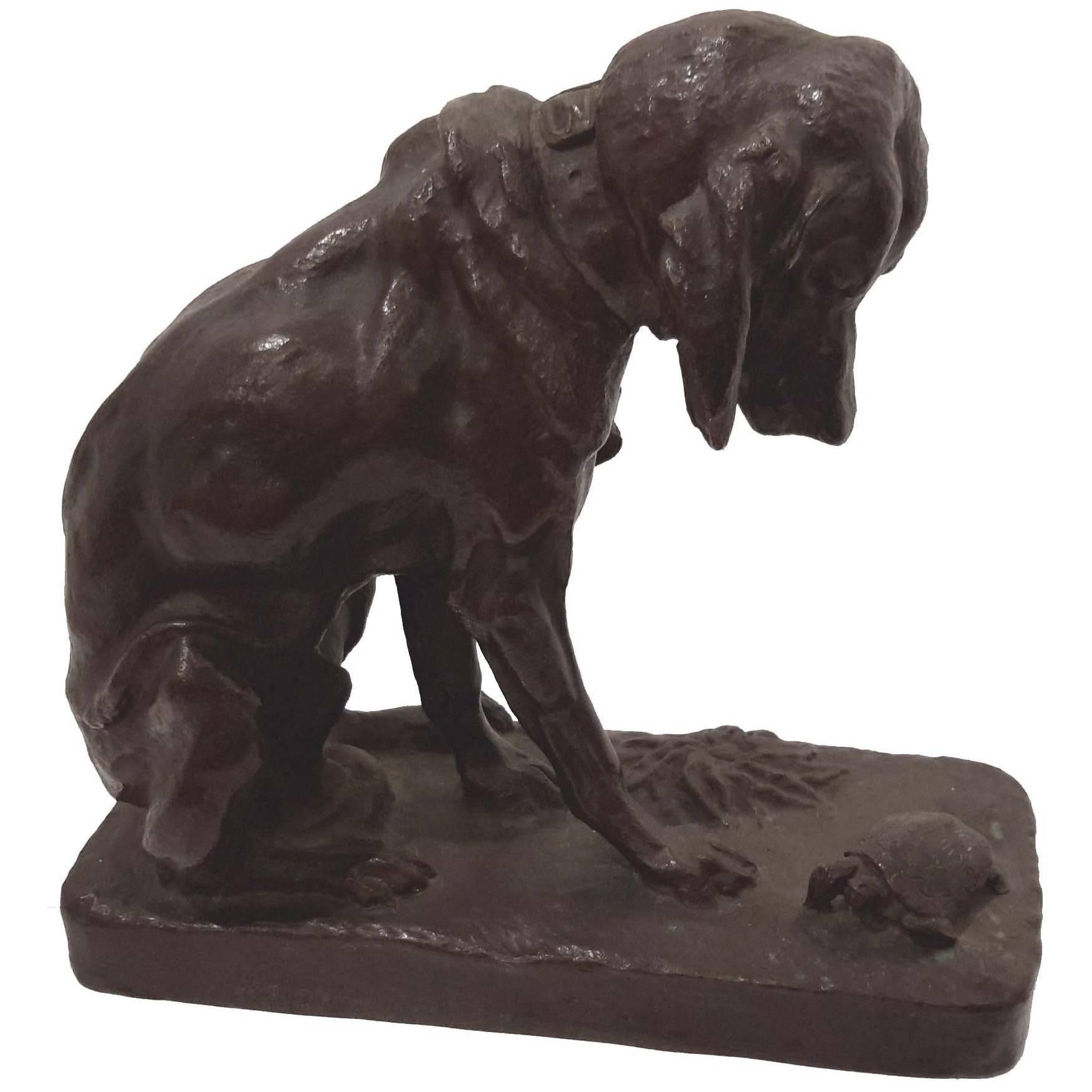 Antoine Louis Barye, Bronze Sculpture of Hound Dog and Tortoise, 19th Century