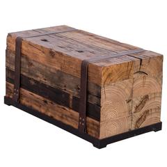 Strap End Table by Uhuru Design, reclaimed wood, antique heart pine 12