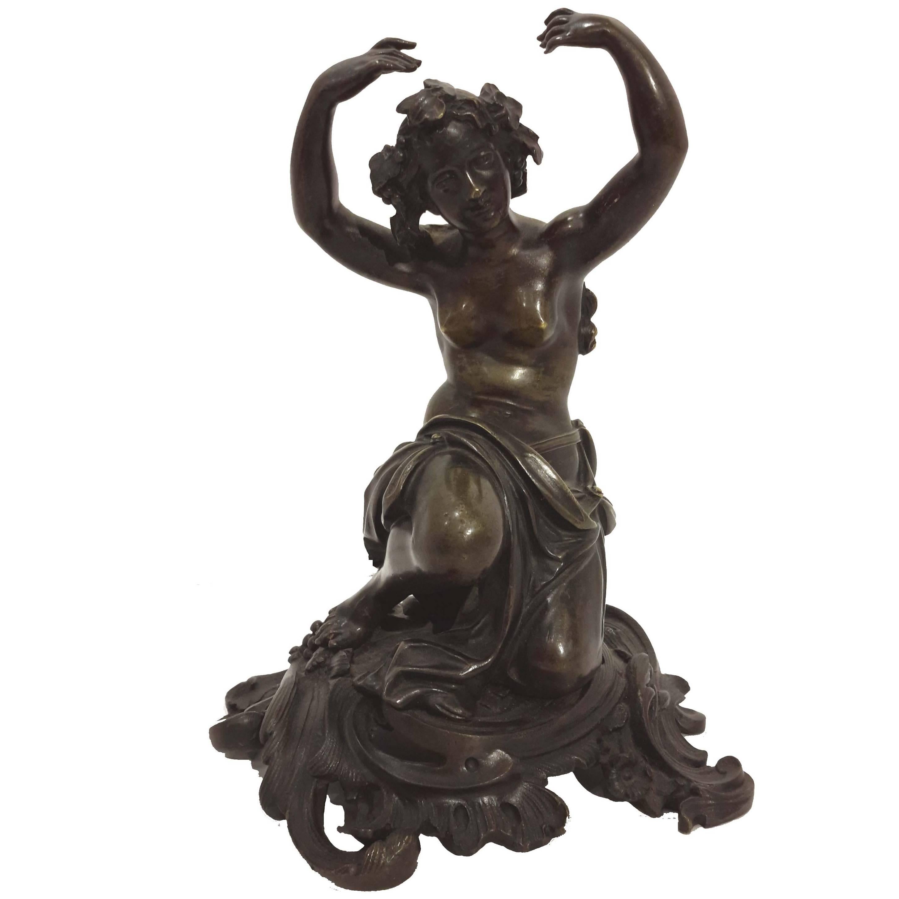 Attributed to Claude Michel Clodion, Bronze Figure of Bacchante, 19th Century