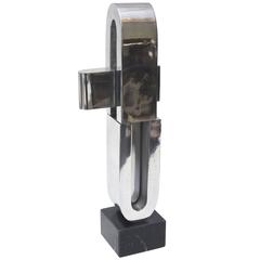 Polished Modernist Chrome and Marble Mary Preminger Abstract Sculpture