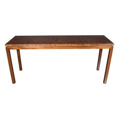 Mid-Century Parsons Console in Bookmatched Carpathian Elm by Harvey Probber