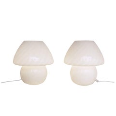 Pair of Murano Glass Mushroom Table Lamps, 1960s