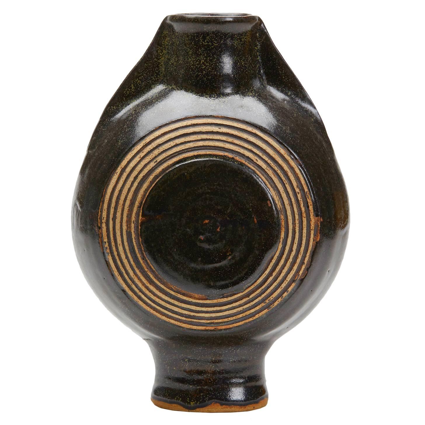 Studio Pottery Glazed Stoneware Moon Vase, 20th Century