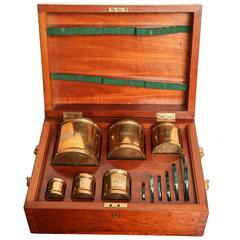 Antique London City Council Metal Measures in Mahogany Box