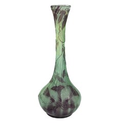 Antique French Art Nouveau Cameo Glass Vase by Emile Gallé