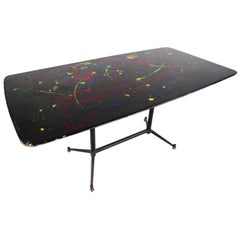 Mesa de centro italiana de mediados de siglo pintada a mano