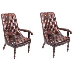 Pair of English Handmade Carlton Leather Desk Chairs BBO 1