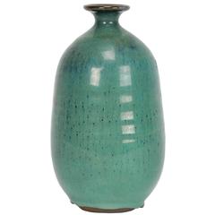 French Ceramic Vase Turquoise, 1950s