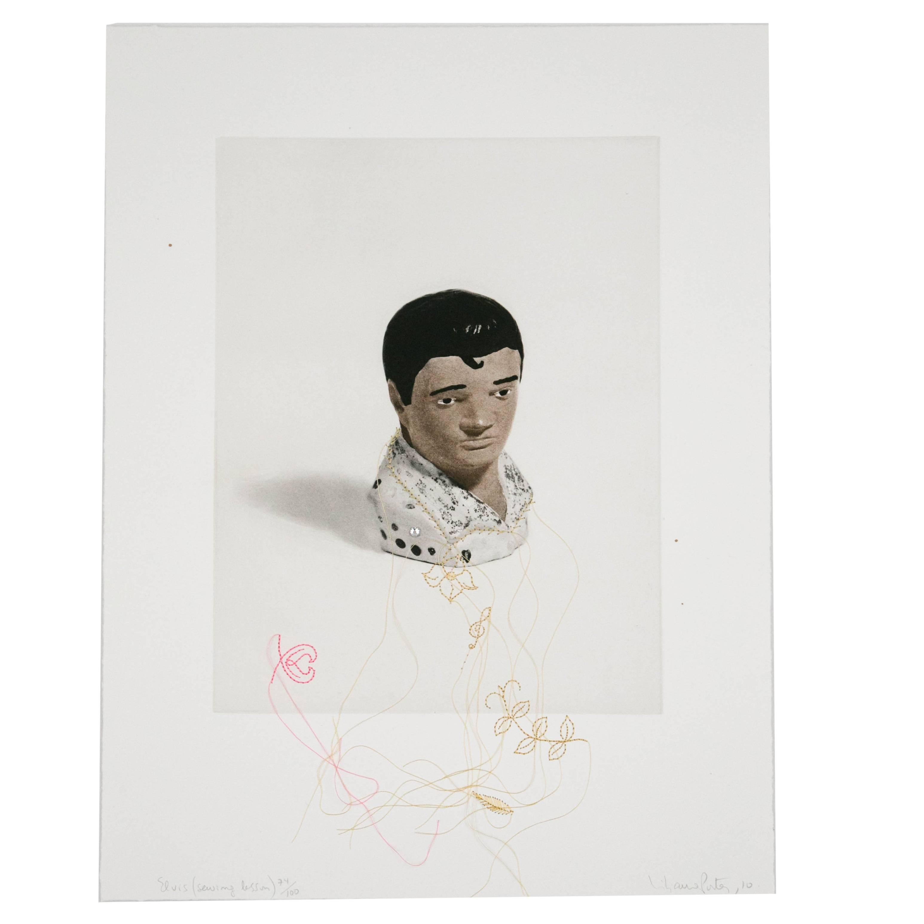 "Elvis: the Sewing Lesson" Print by Liliana Porter 