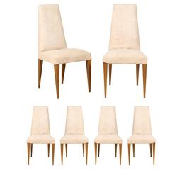 Set of Six French Modern Slip Covered Side Chairs
