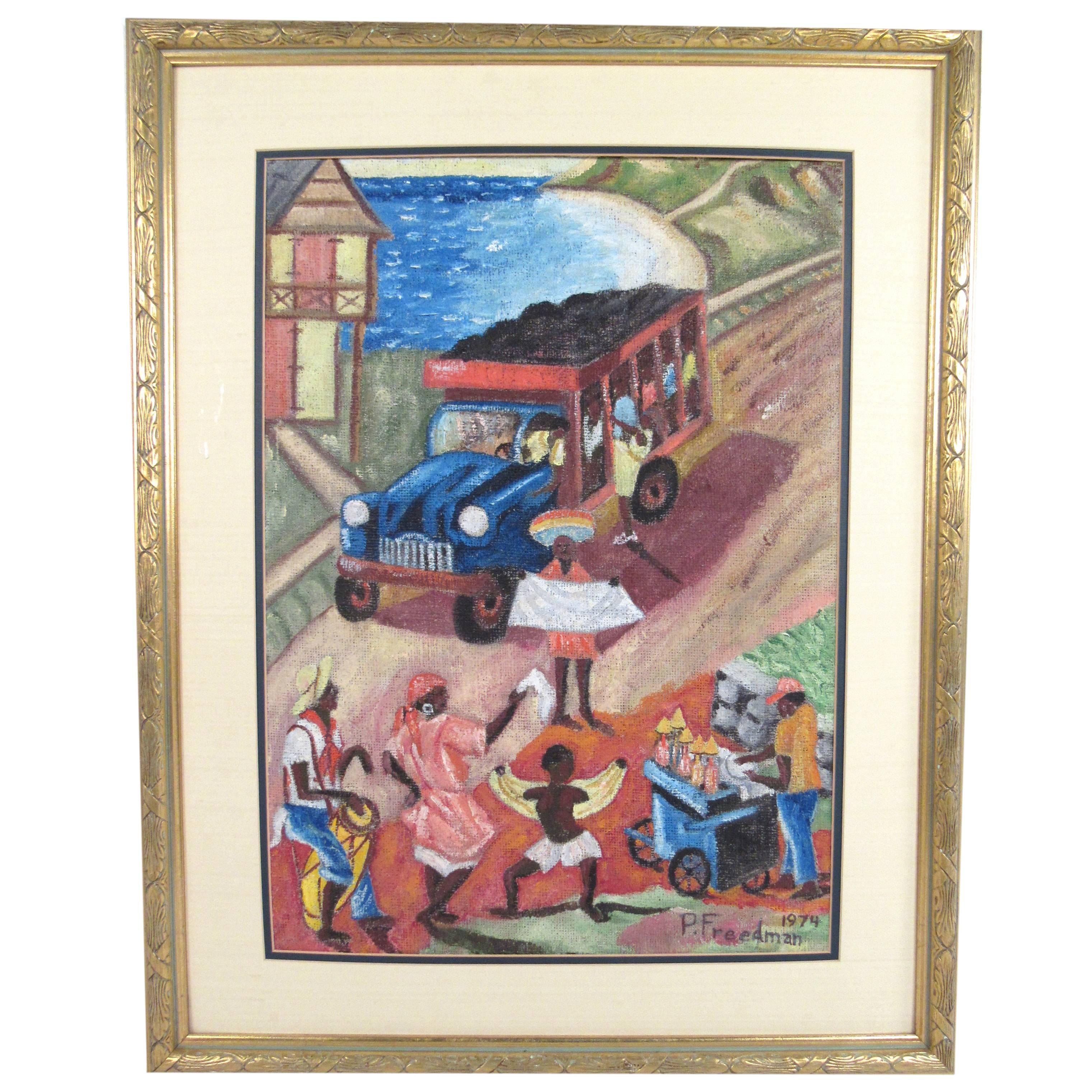 Olio su tela firmato "P. Freedman, 1974"