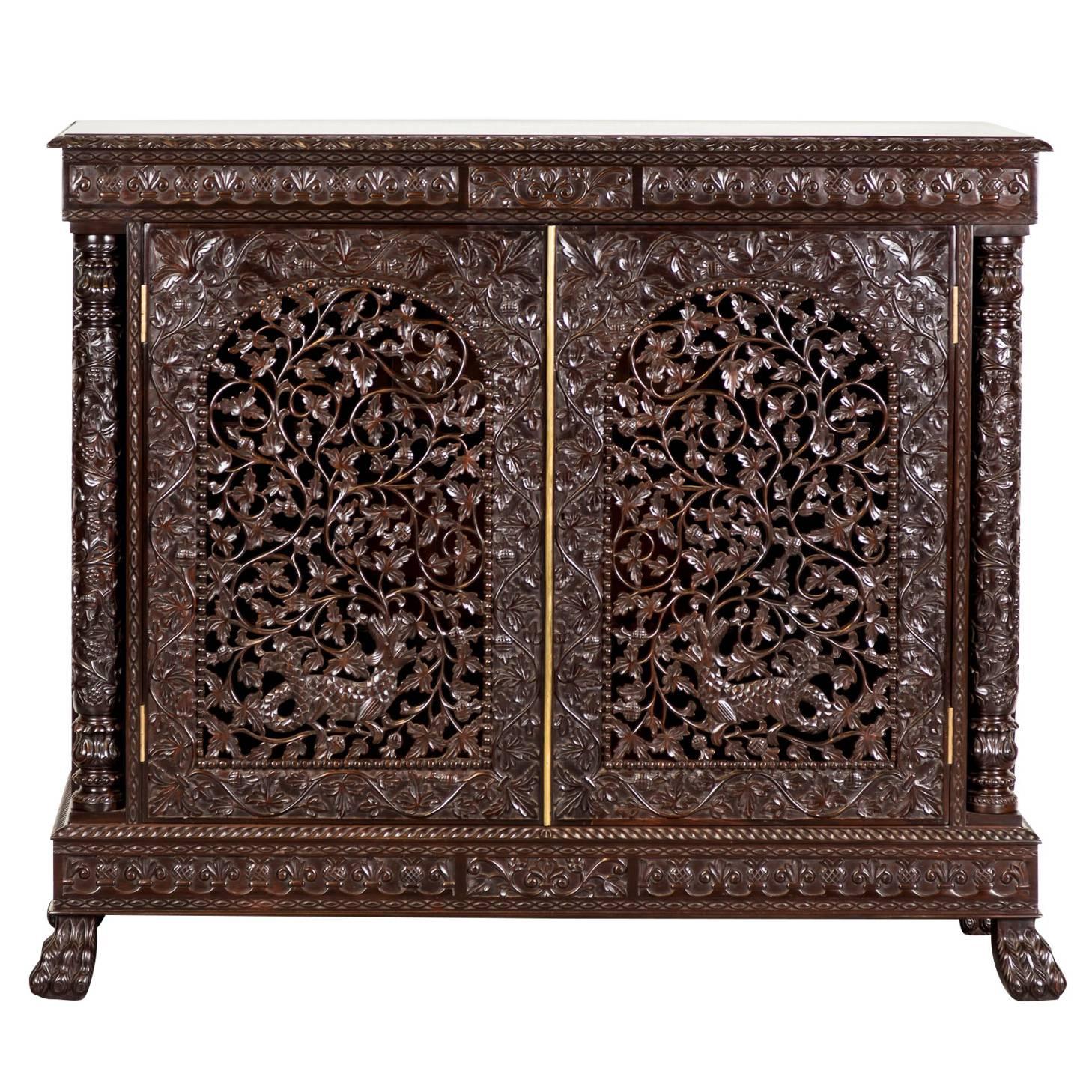 Antique Anglo-Indian or British Colonial Rosewood Cabinet For Sale