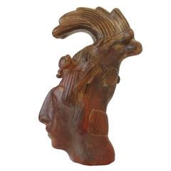 Aztec Mayan Style Terra Cotta Sculpted Head of King Pacal of Palenque